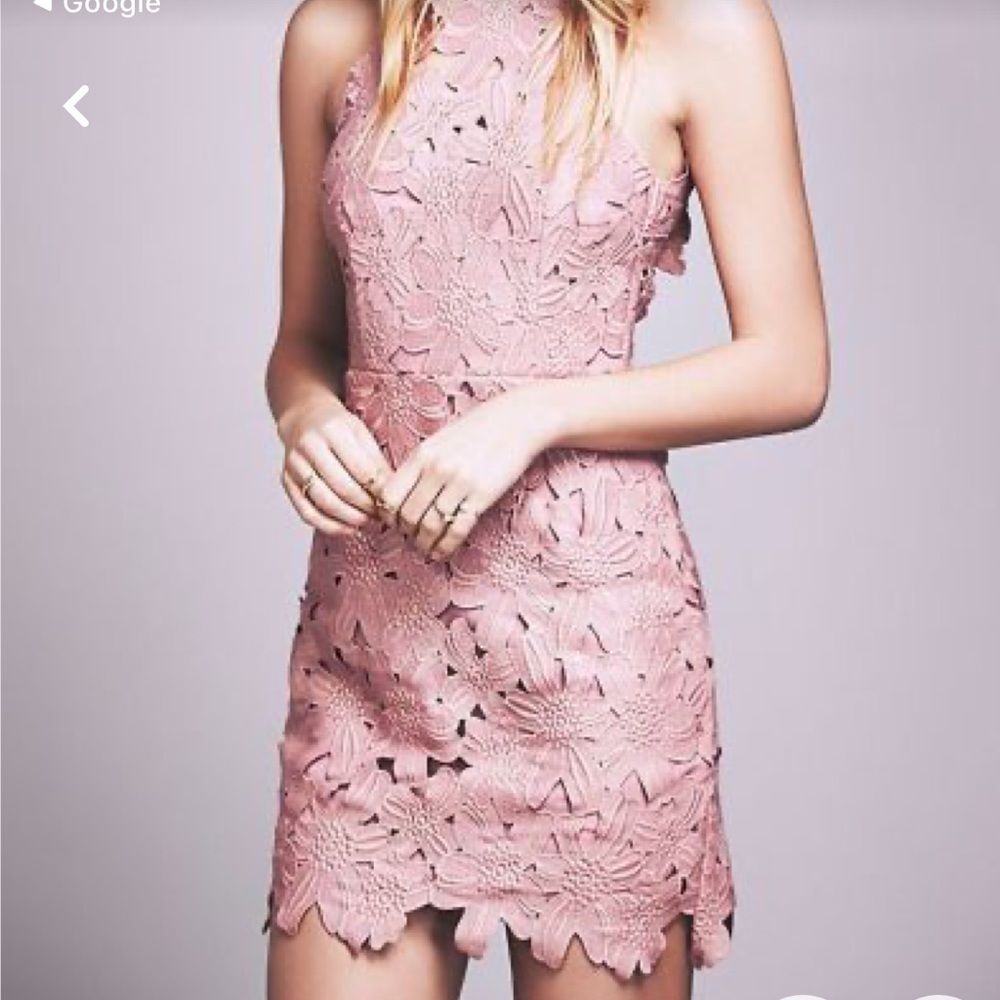 Saylor X Free People Jessa Lace Mini Shift Dress in Blush Mauve Pink S - Picture 3 of 14